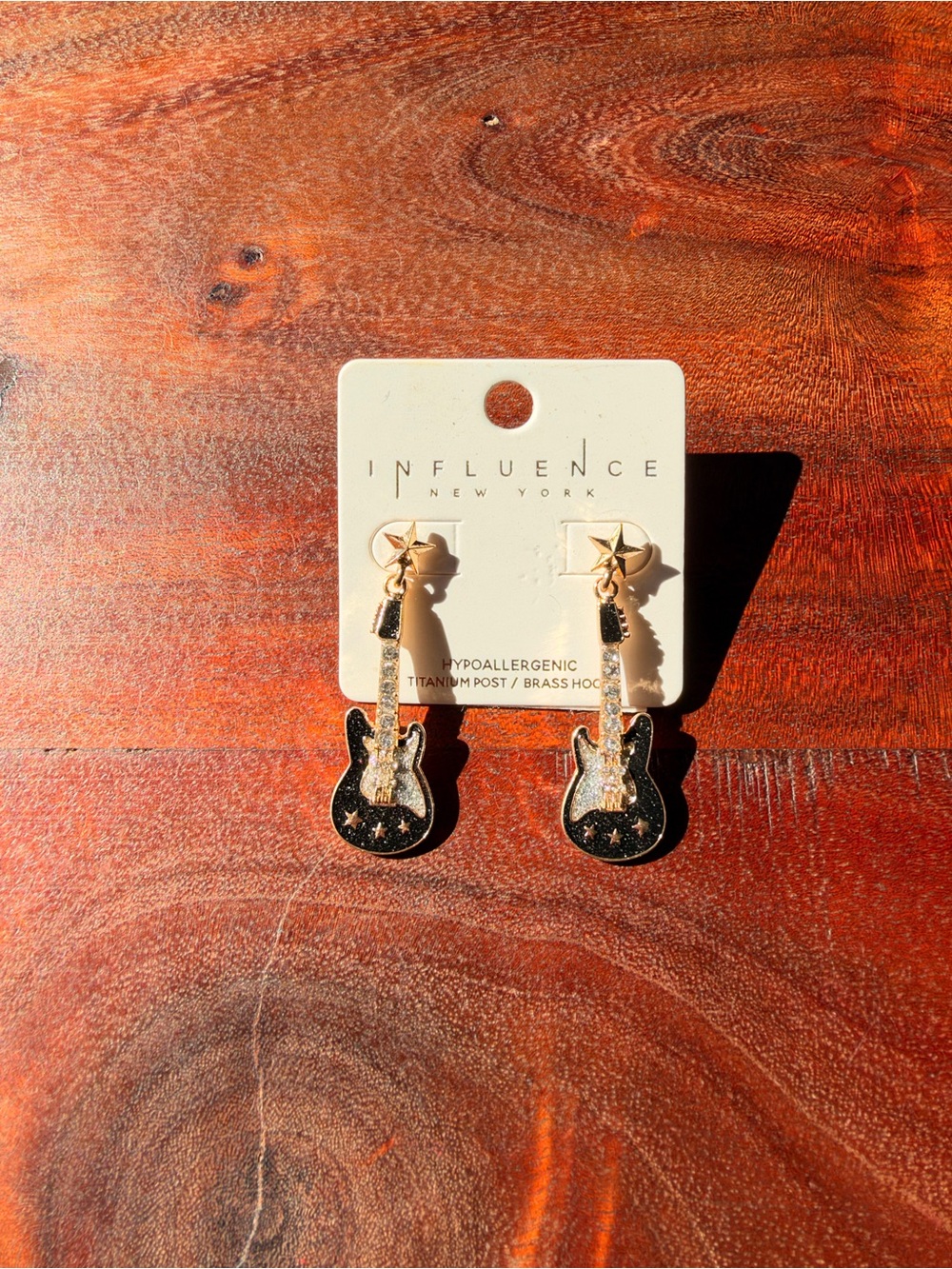 Influence New York Black & Gold Star Guitar Drop Earrings